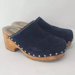 Steve Madden Y2K women 10B Carman blue suede wood clogs Gorpcore Festival Boho